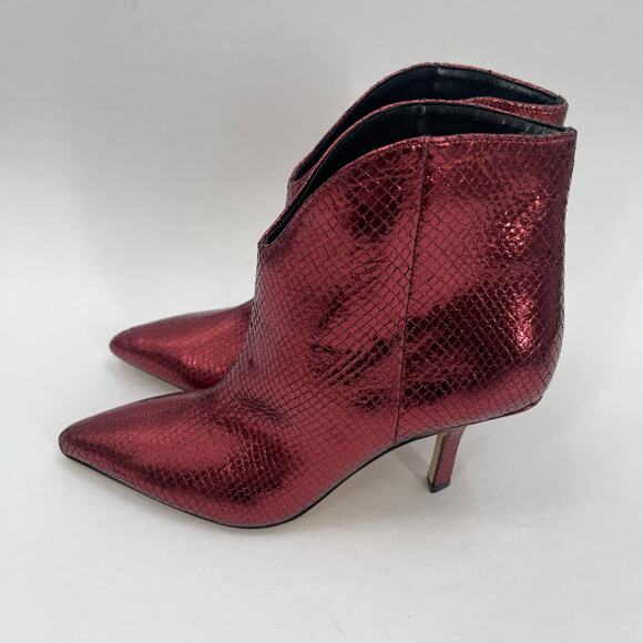 Marc Fisher LTD Boots Size 6 Haylian Point Toe Ankle Reptile Print Metallic Heel - Picture 4 of 15